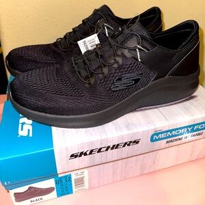 New Men’s Skechers Memory Foam Bounder air cooled black tennis shoes Sneakers 12